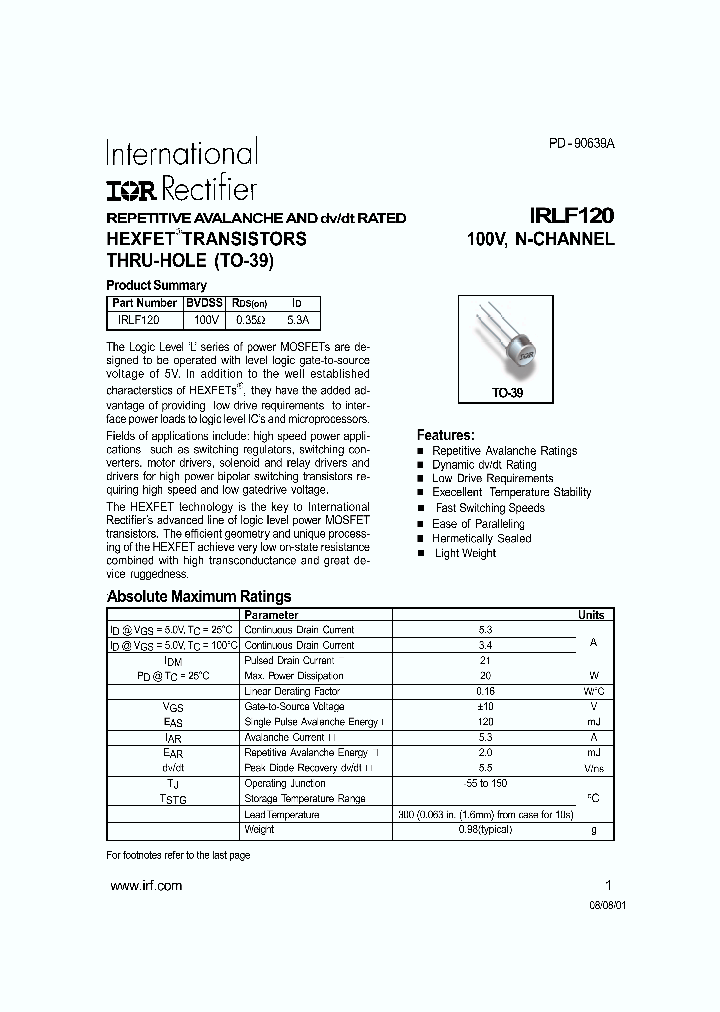 IRLF120_240636.PDF Datasheet