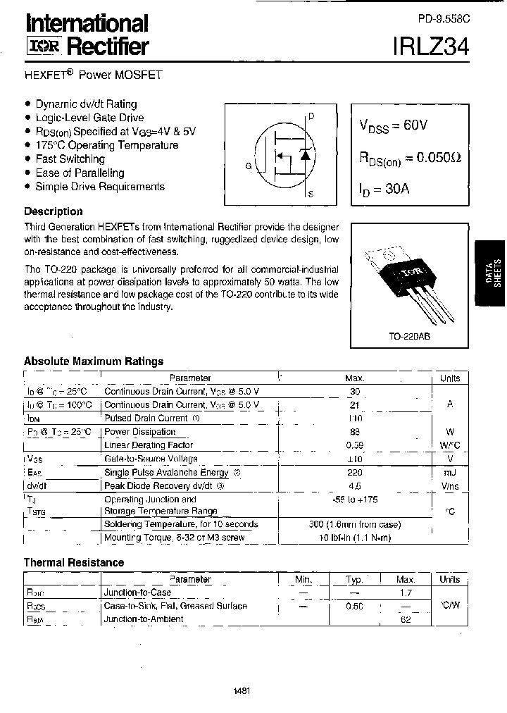 IRLZ34_266281.PDF Datasheet