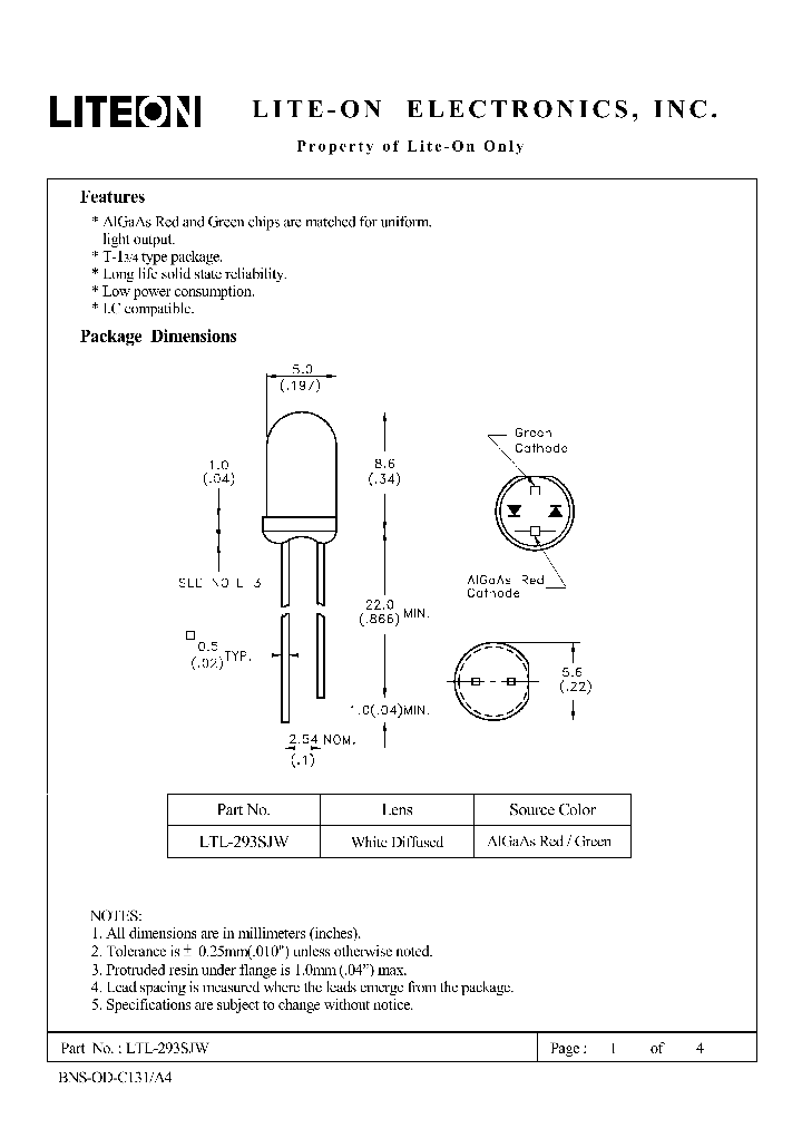 LTL-293SJW_215365.PDF Datasheet