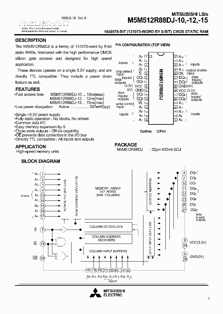M5M512R88DJ-10_237755.PDF Datasheet