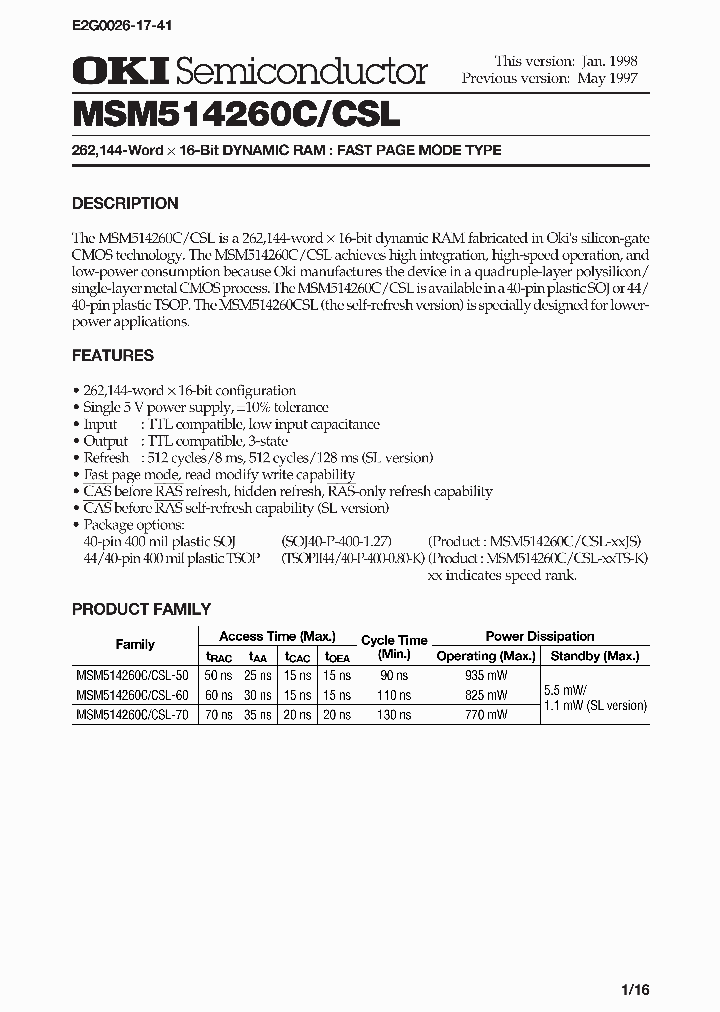 MSM514260C_255702.PDF Datasheet