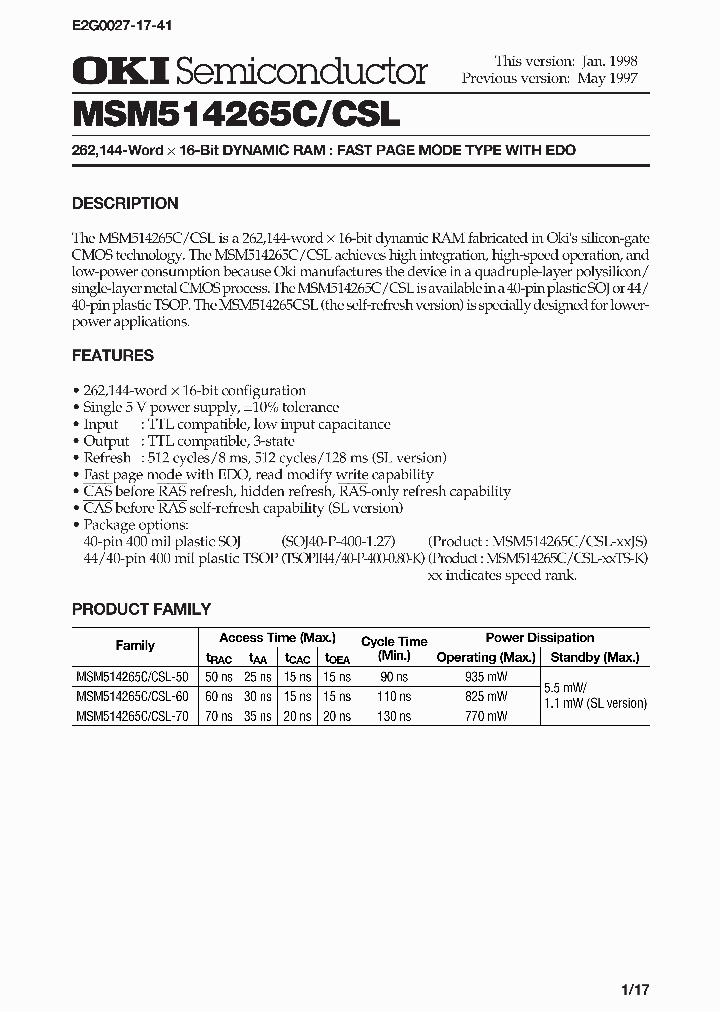 MSM514265C_248340.PDF Datasheet
