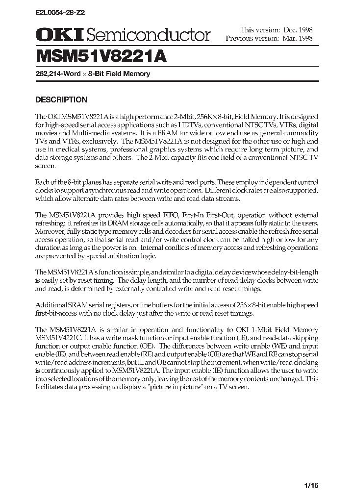 MSM51V8221A_255716.PDF Datasheet