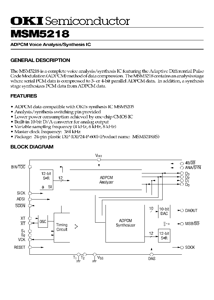 MSM5218_216622.PDF Datasheet