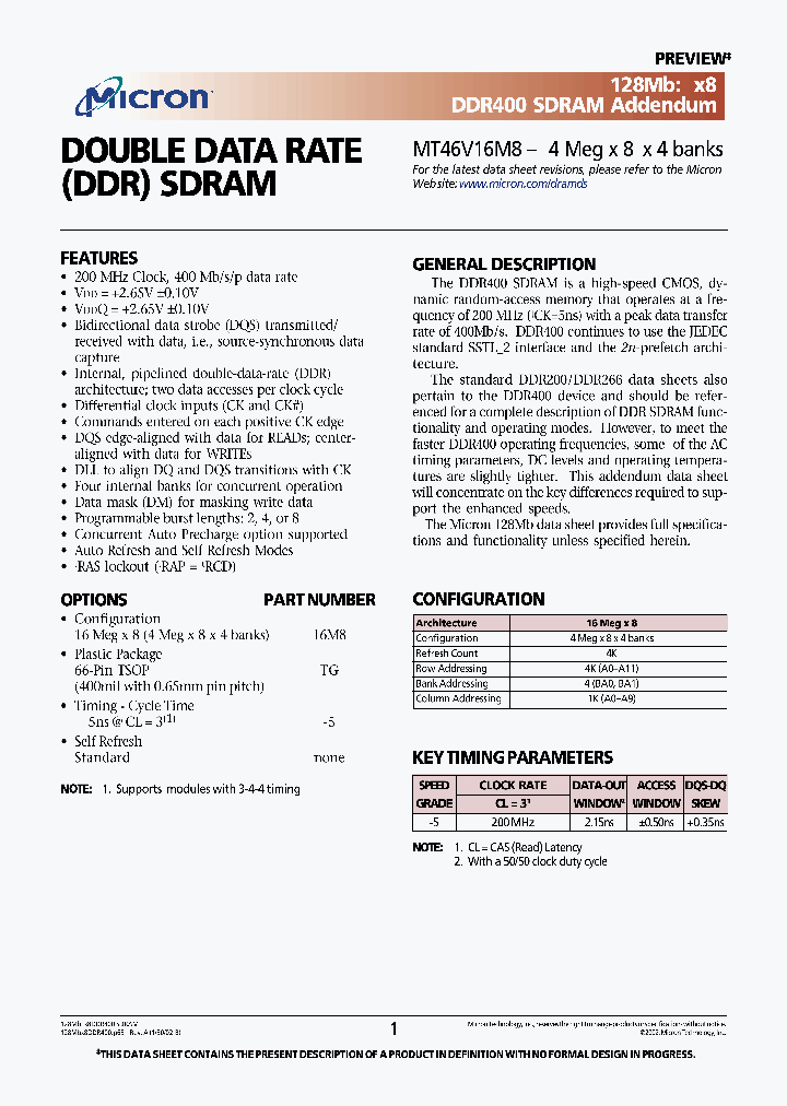 MT46V16M8_235725.PDF Datasheet