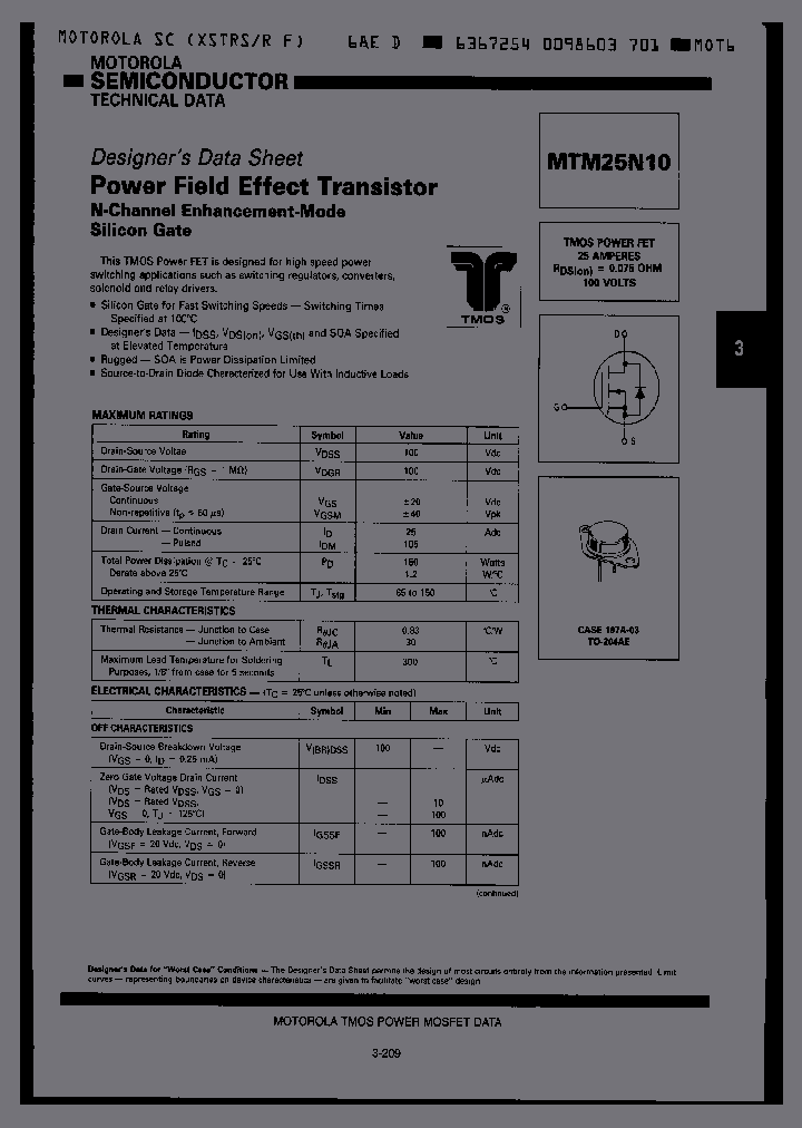 MTM25N10_242029.PDF Datasheet