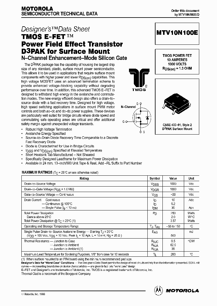 MTV10N100E_251897.PDF Datasheet