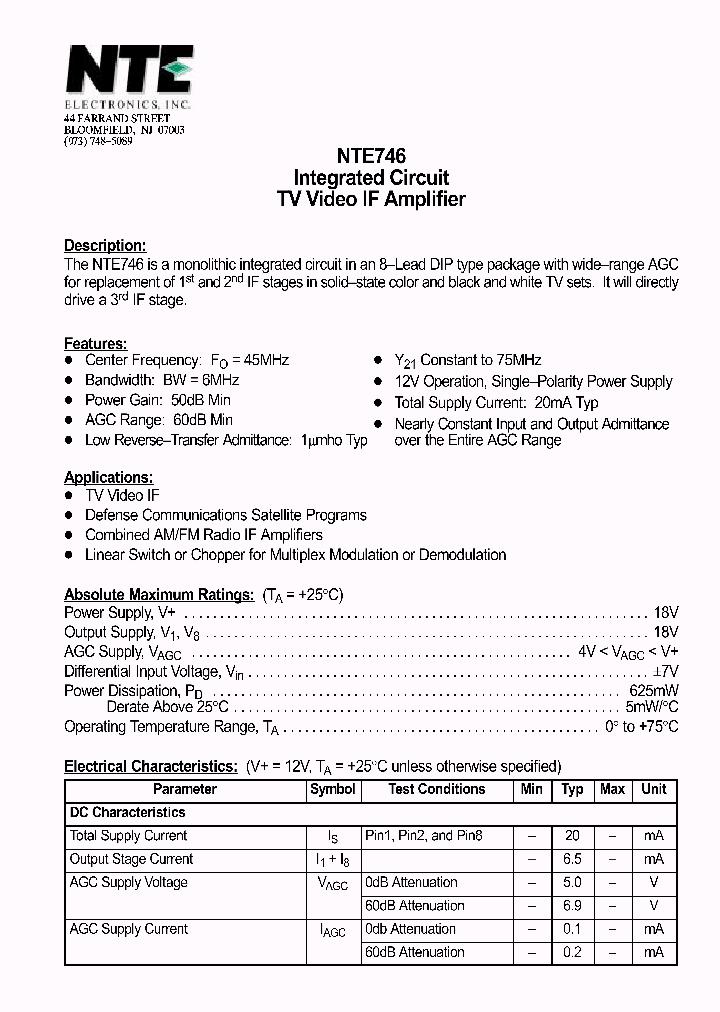 NTE746_218598.PDF Datasheet