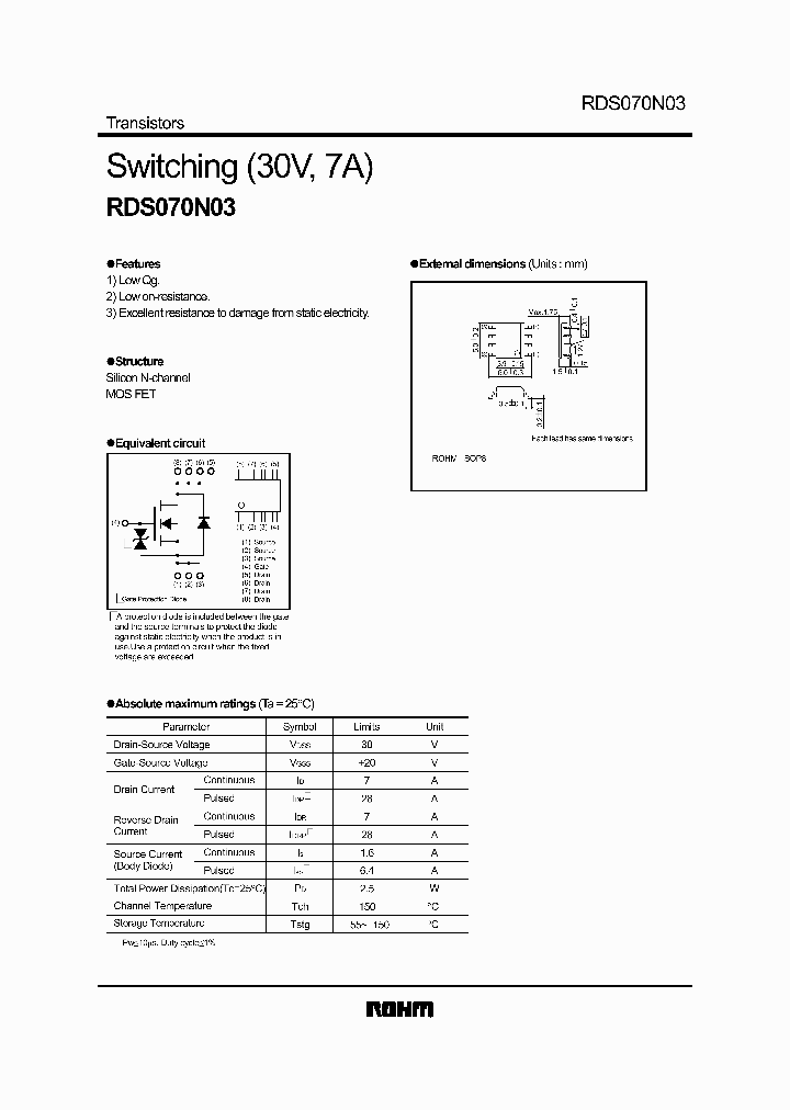 RDS070N03_215137.PDF Datasheet