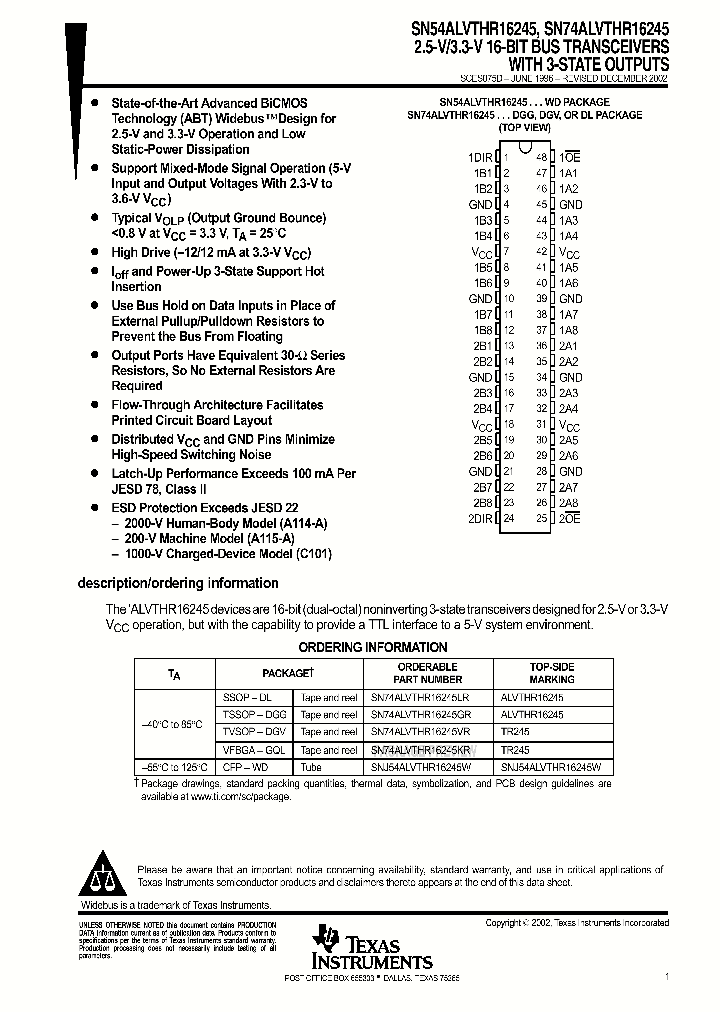 SNJ54ALVTHR16245W_242692.PDF Datasheet