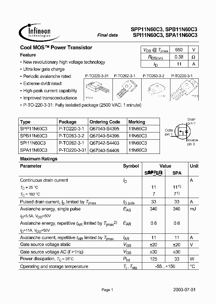 SPA11N60C3_253952.PDF Datasheet