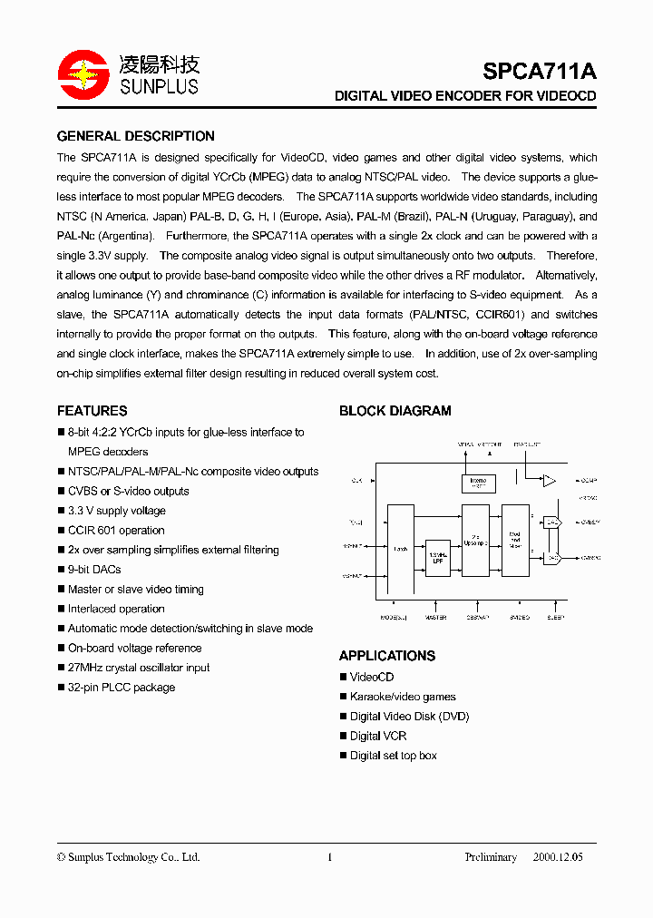 SPCA711A_248084.PDF Datasheet