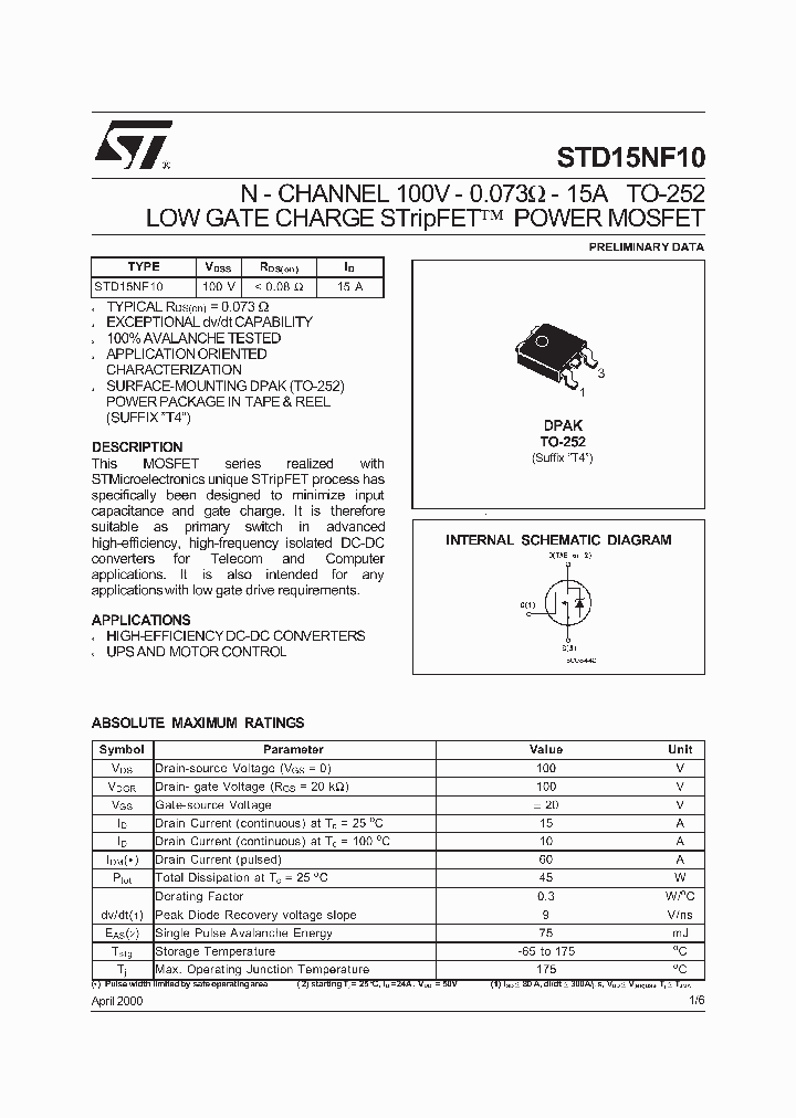 STD15NF10_240243.PDF Datasheet