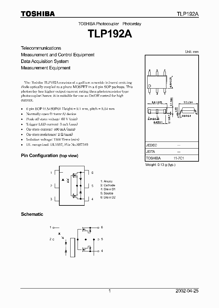 TLP192A_248650.PDF Datasheet