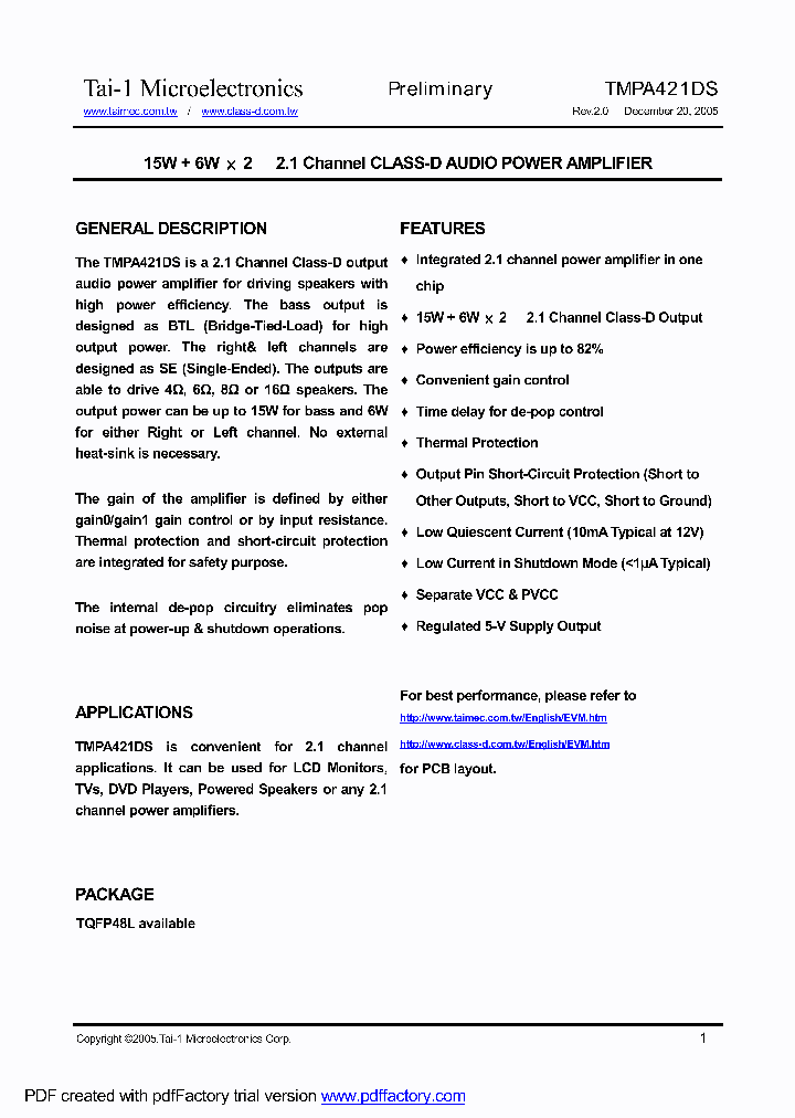 TMPA421DS_243401.PDF Datasheet