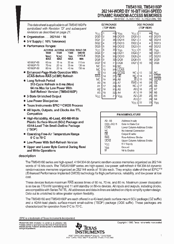 TMS45160_262322.PDF Datasheet