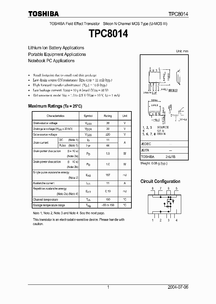 TPC8014_215307.PDF Datasheet