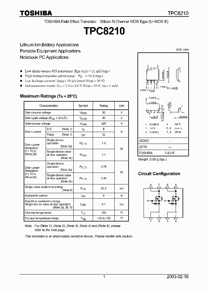 TPC8210_254465.PDF Datasheet