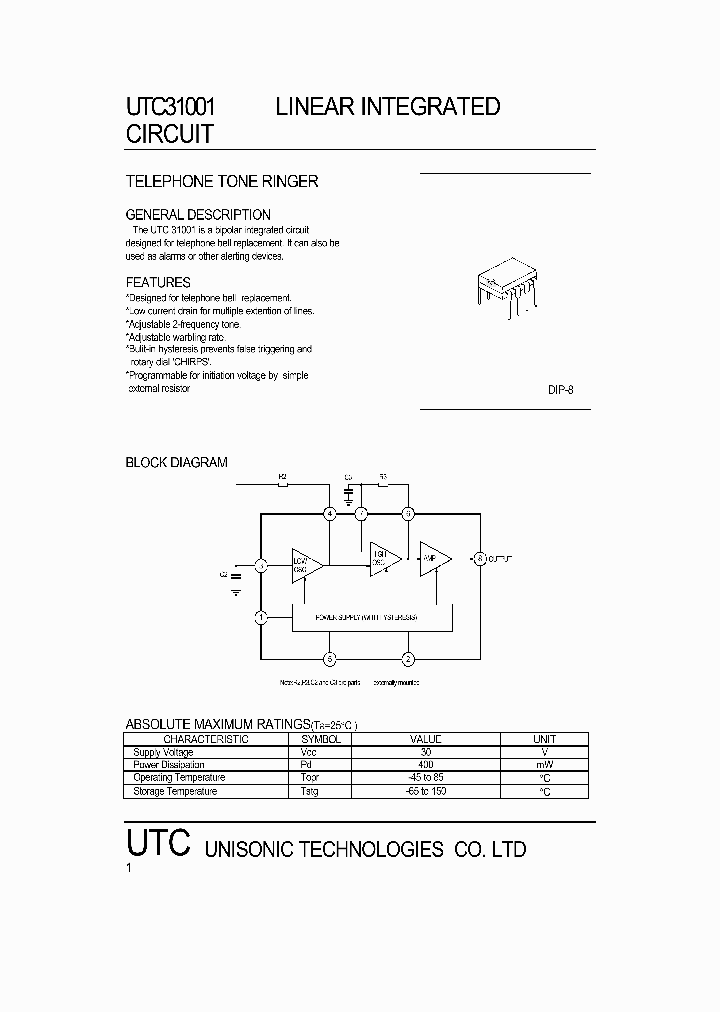 UTC31001_223513.PDF Datasheet