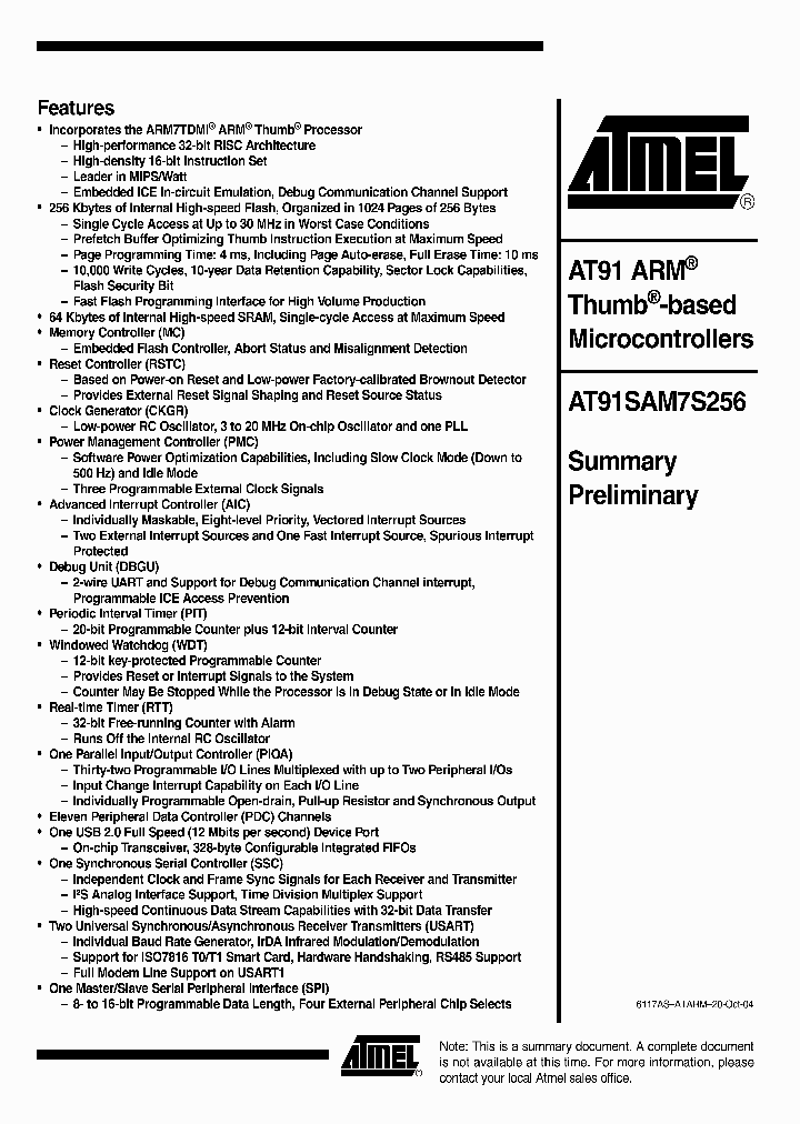 AT91SAM7S256_212063.PDF Datasheet
