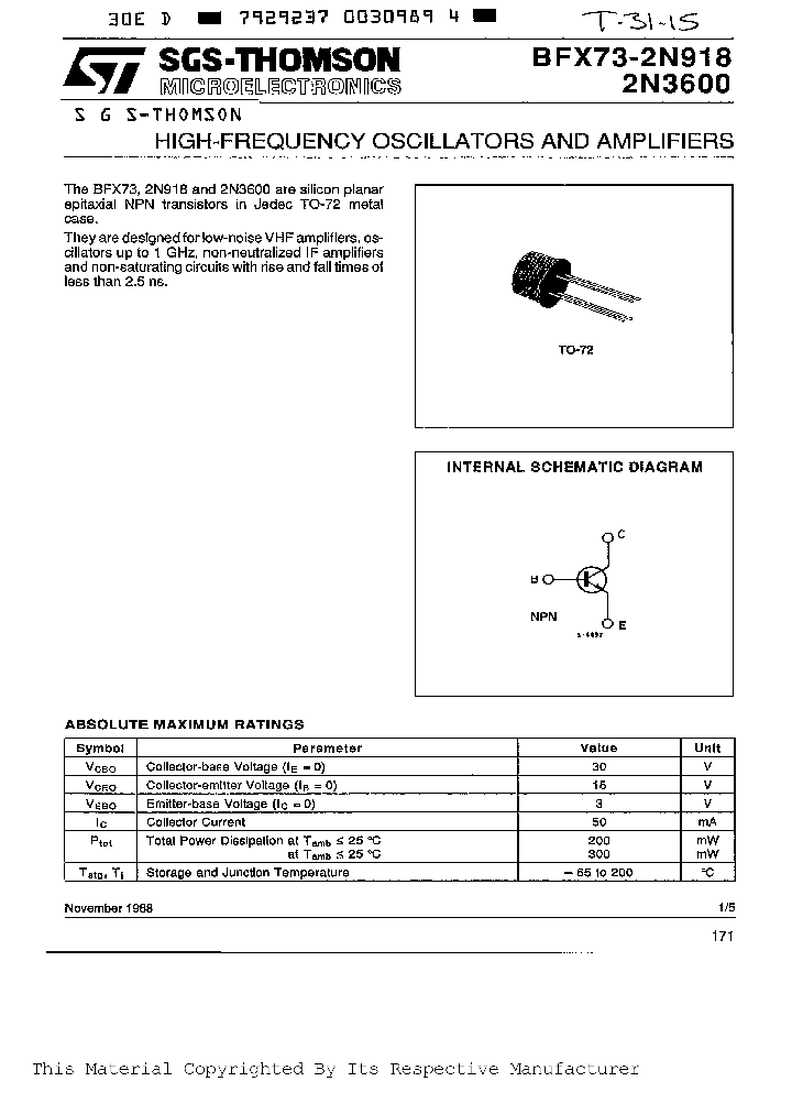 BFX73-2N918_235335.PDF Datasheet