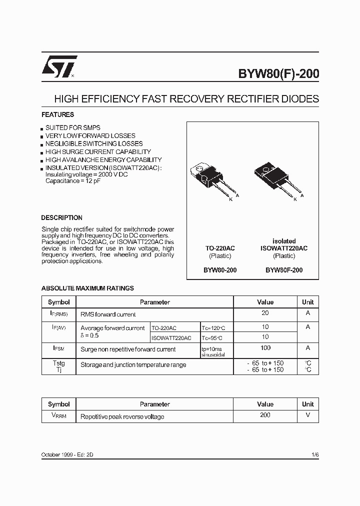 BYW80200_52630.PDF Datasheet
