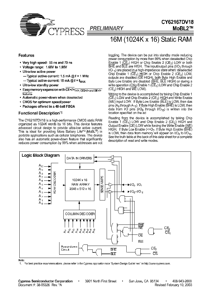 CY62167DV18_254912.PDF Datasheet