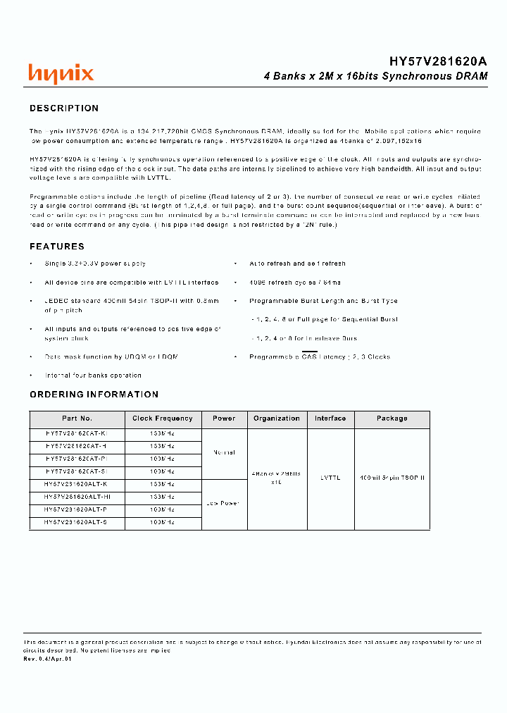 HY57V28162_168066.PDF Datasheet