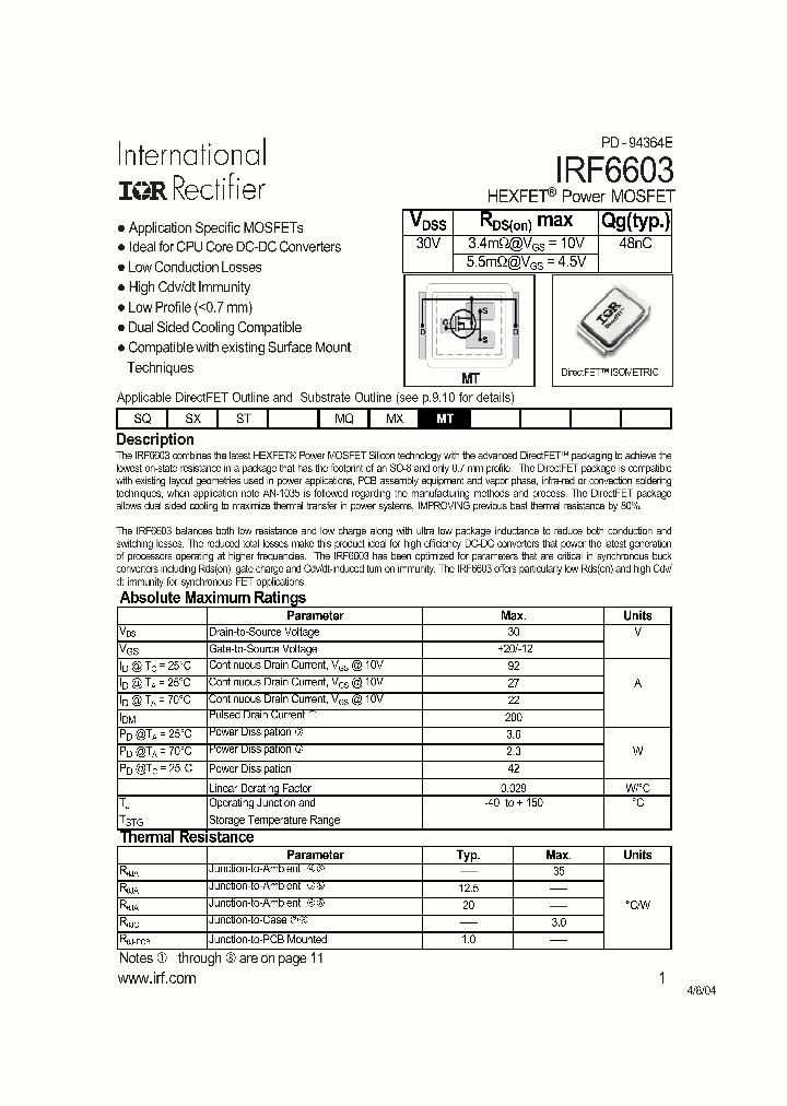 IRF6603_212090.PDF Datasheet