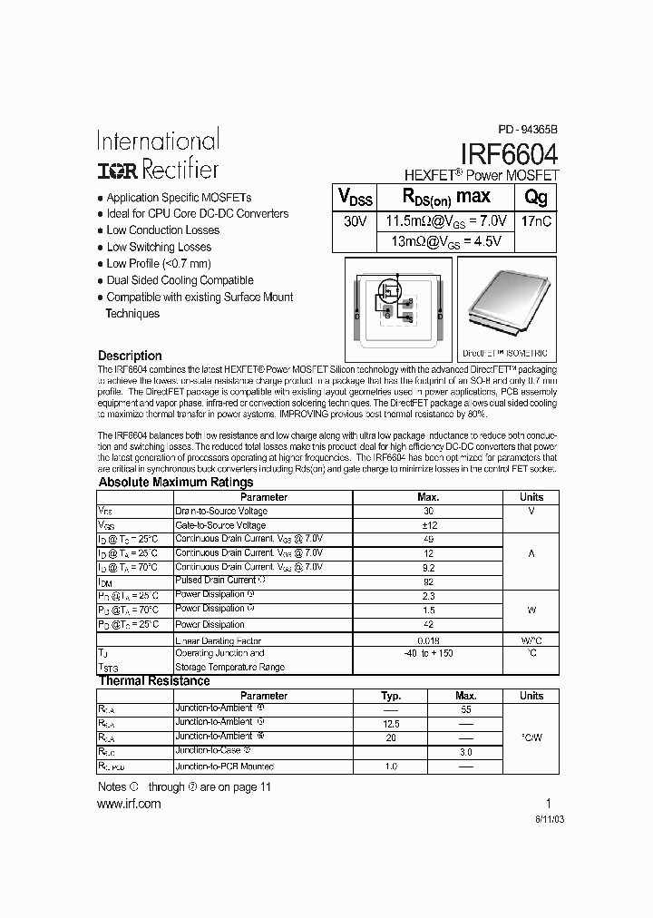 IRF6604_212092.PDF Datasheet