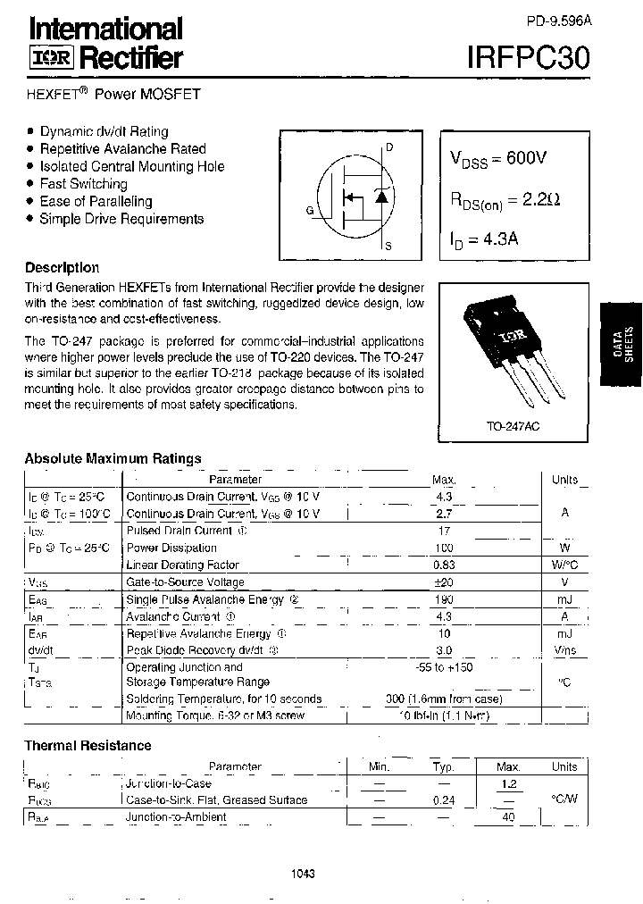 IRFPC30_214264.PDF Datasheet