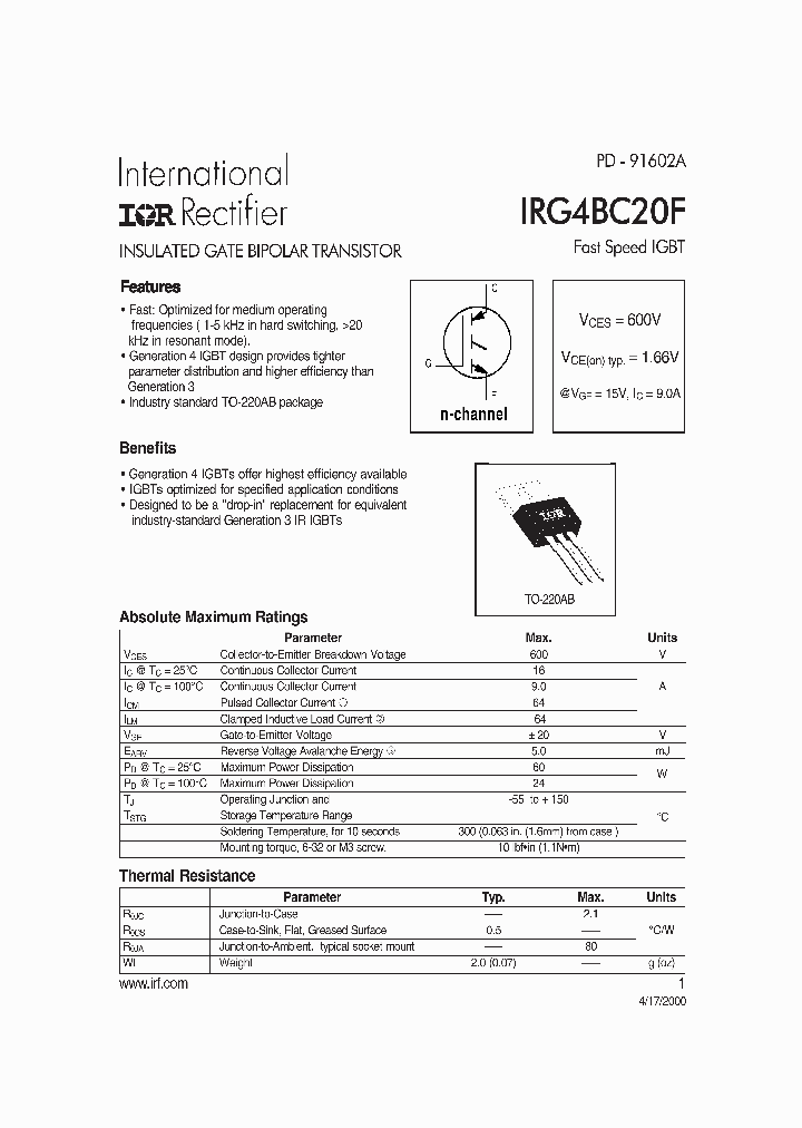 IRG4BC20F_234336.PDF Datasheet