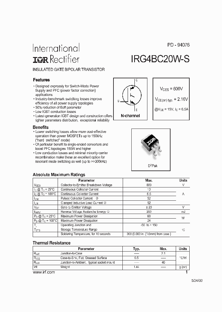 IRG4BC20WS_234358.PDF Datasheet