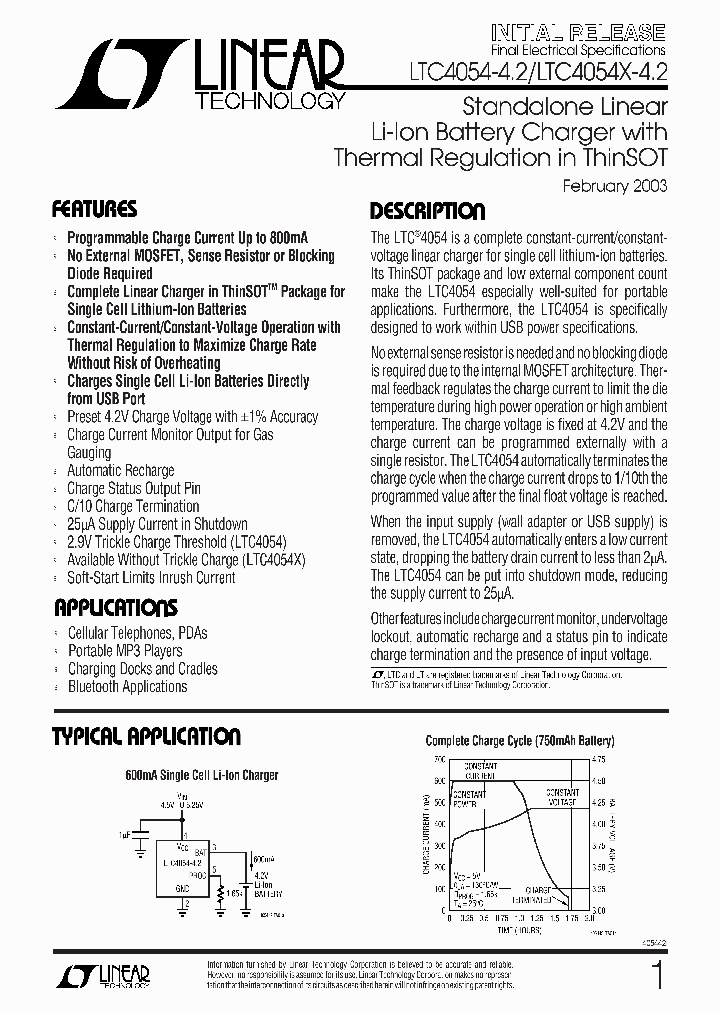 LTC4054_157677.PDF Datasheet