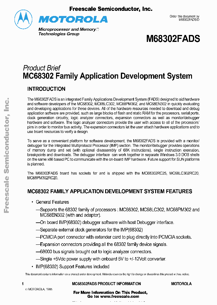 M68302FADS_190498.PDF Datasheet