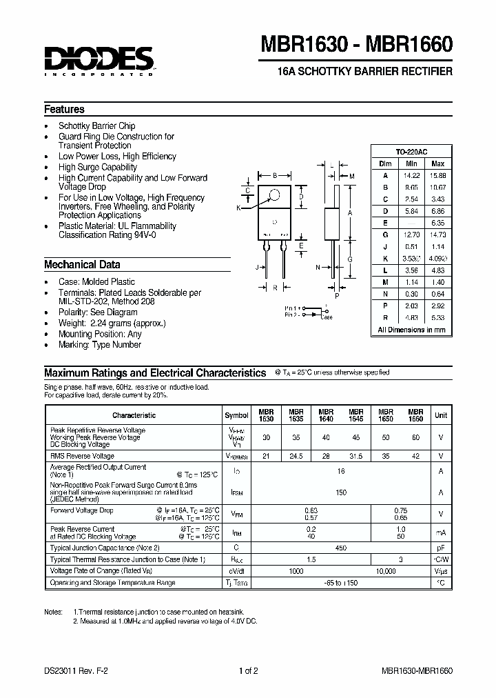 MBR1640_159398.PDF Datasheet