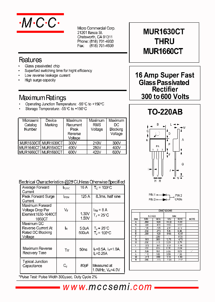 MUR1660CT_155922.PDF Datasheet