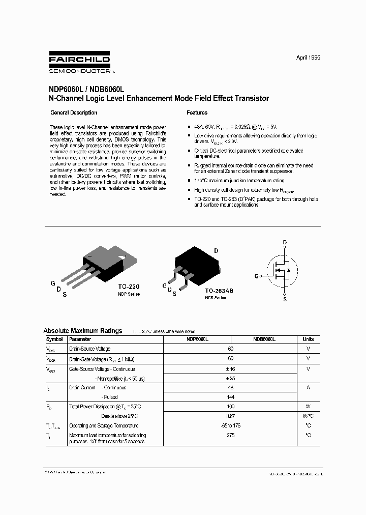 NDB6060L_271895.PDF Datasheet