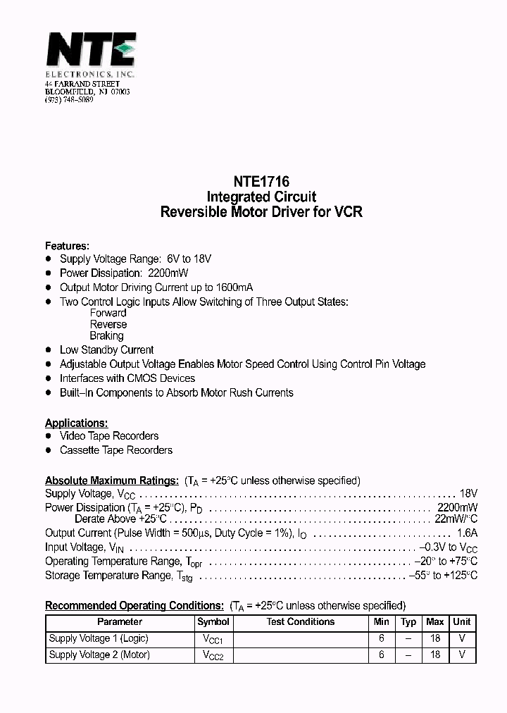 NTE1716_212591.PDF Datasheet