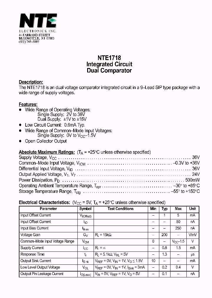 NTE1718_212592.PDF Datasheet