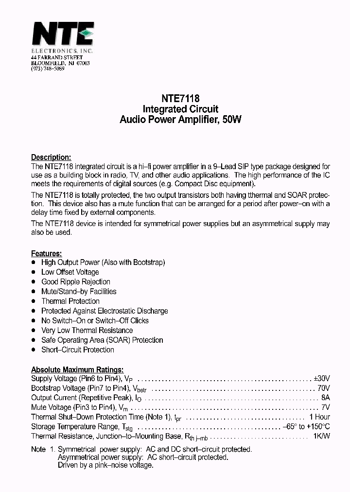 NTE7118_220236.PDF Datasheet