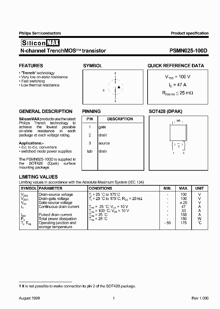 PSMN025-100D_219642.PDF Datasheet