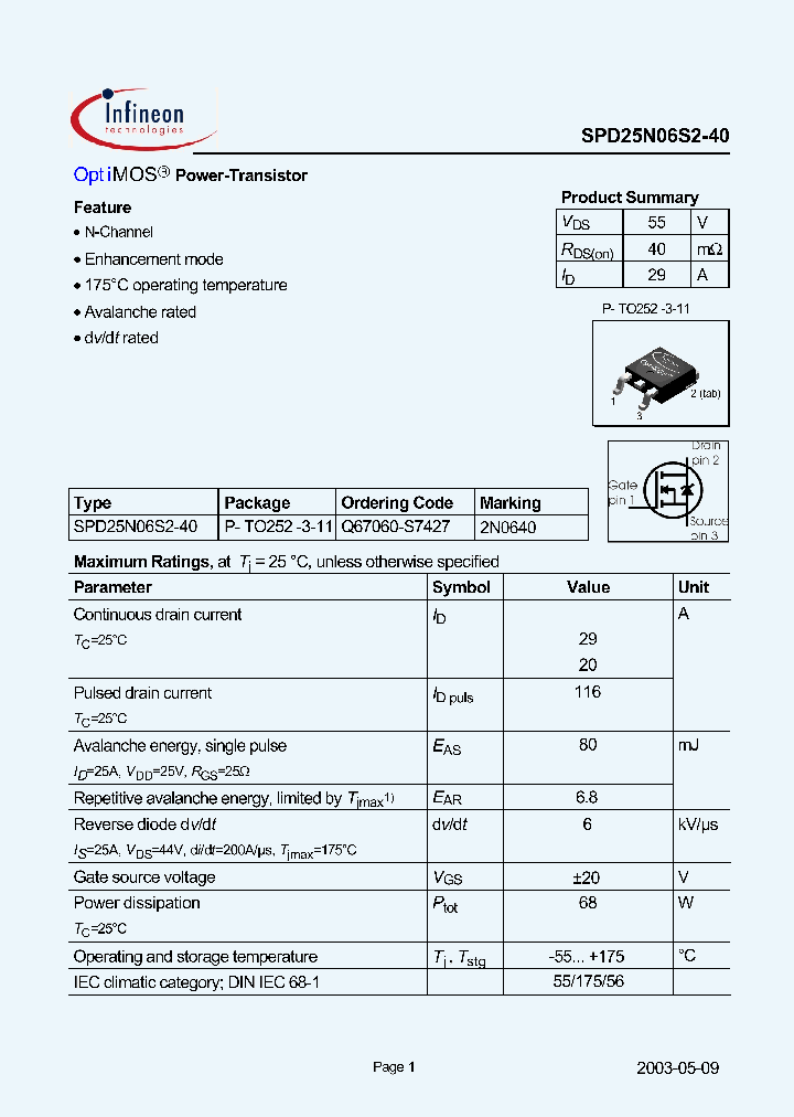 SPD25N06S2-40_274562.PDF Datasheet