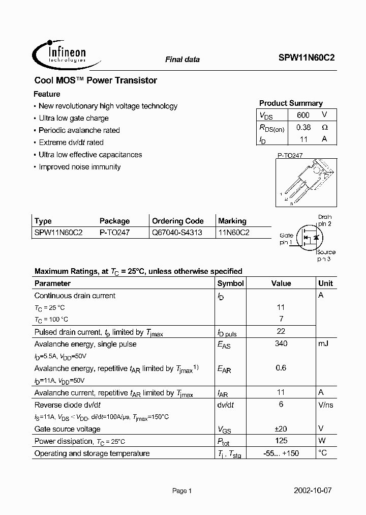 SPW11N60C2_223917.PDF Datasheet