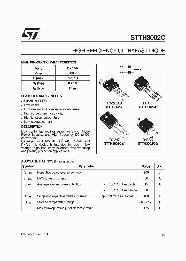 STTH3002_203267.PDF Datasheet