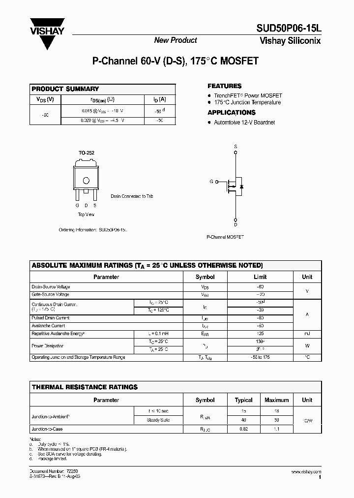 SUD50P06-15L_261112.PDF Datasheet