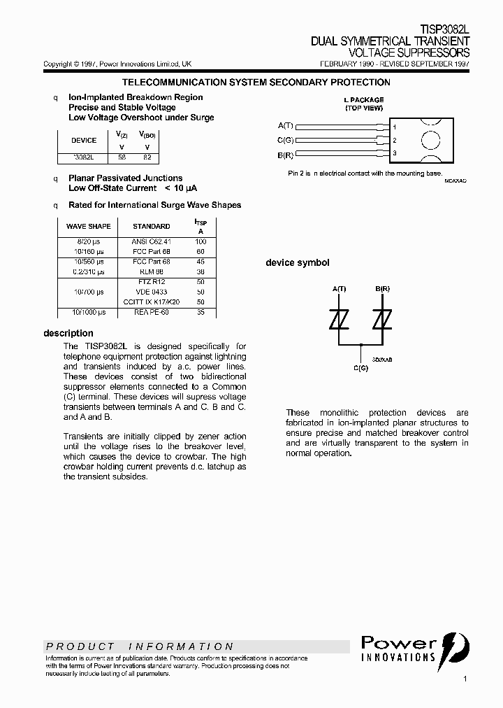 TISP3082L_227672.PDF Datasheet