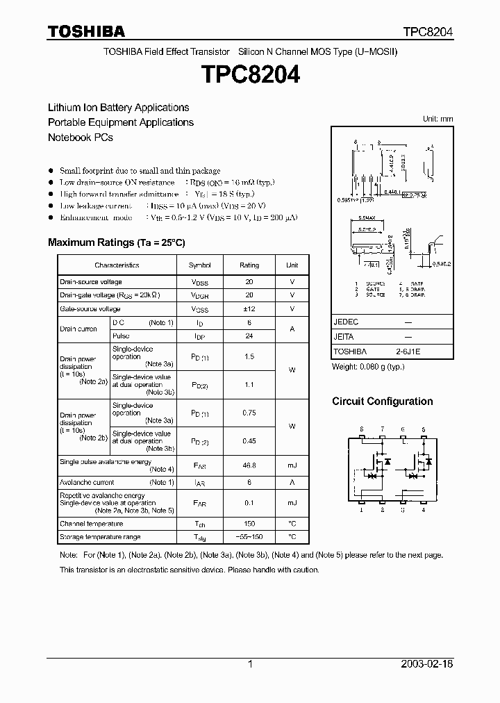 TPC8204_216507.PDF Datasheet
