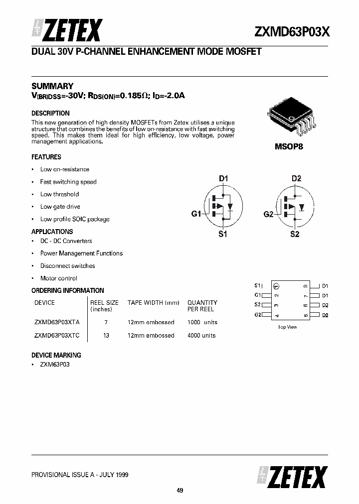 ZXMD63P03X_220826.PDF Datasheet