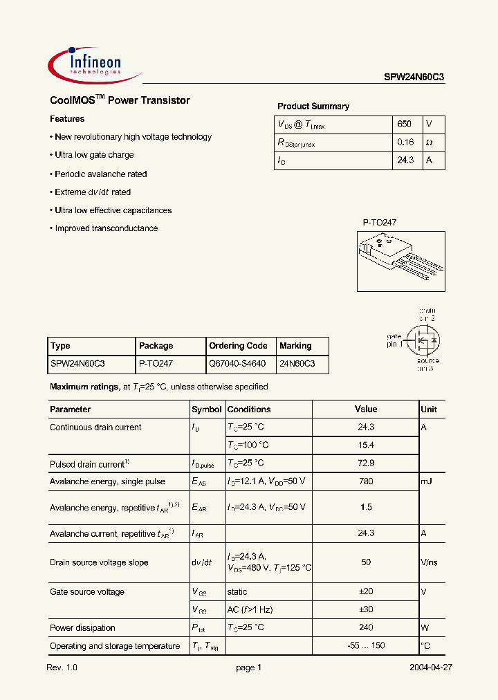 SPW24N60C3_327533.PDF Datasheet